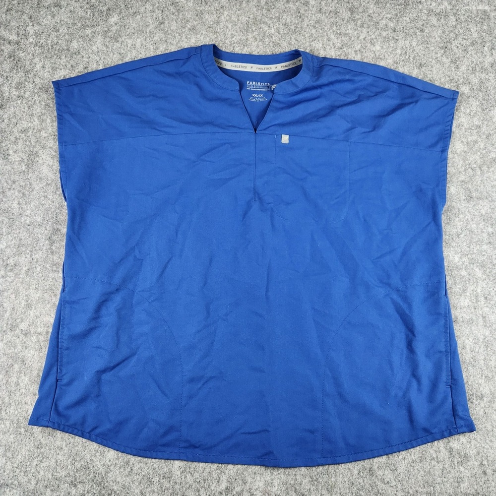Fabletics Evolve Oversize Scrub Top Women XXL 1X Blue Medical Nursing Uniform